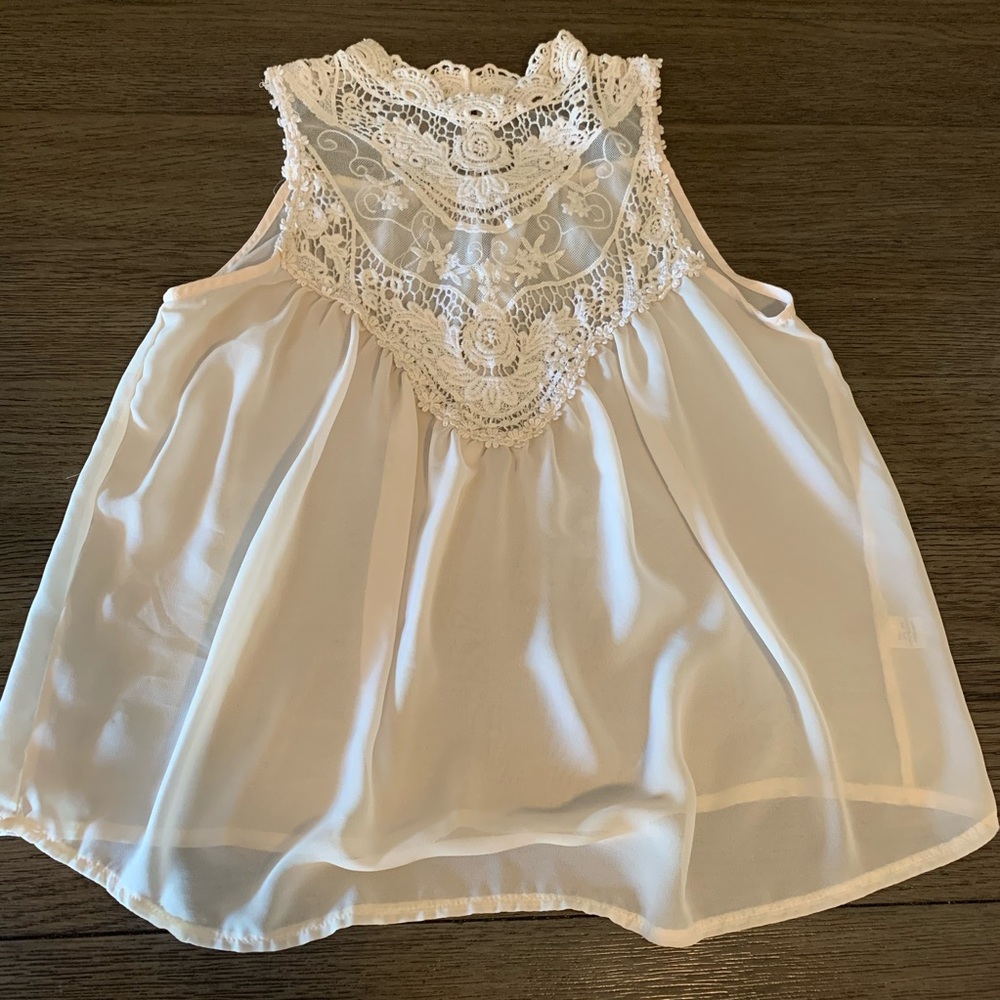 Haute Monde Lace Sheer Tank Top Blouse